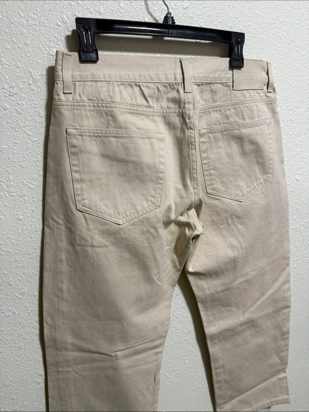 Gucci Mens‎ Beige Denim Jeans Straight Leg Italian Luxury Trousers Size 34